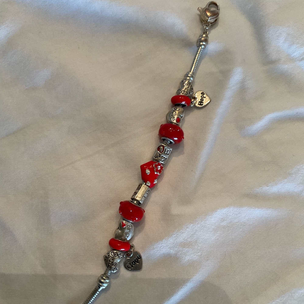 Brighton Silver and Red Heart Charm Bracelet - Picture 5 of 5